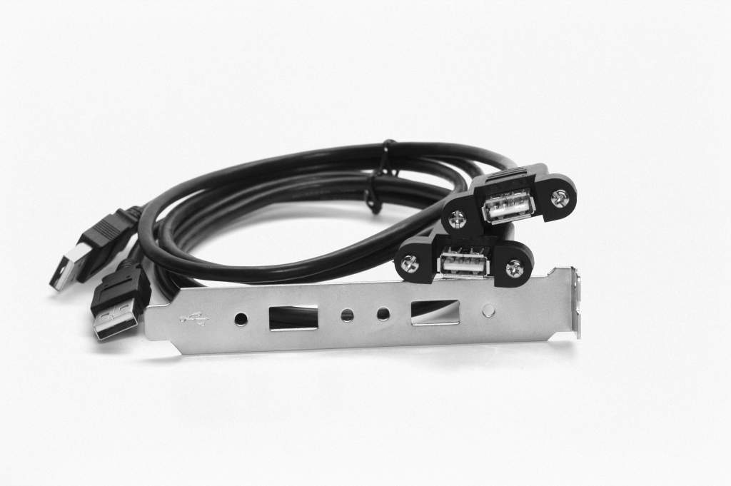 USB Panel Mount Cable Dual Port Bulkhead Cable Male-Female 3 Feet