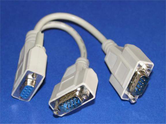 Y-SPLITTER SERIAL CABLE DB9-Female to DB9-Male DB9-Male with NUTS 8IN