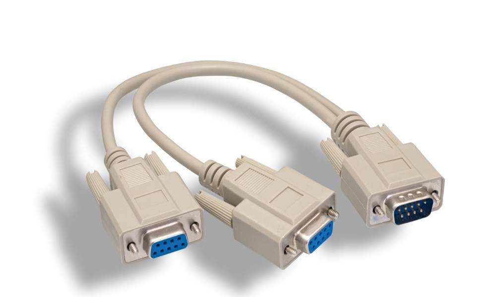 Y-Splitter Serial Cable DB9-Male to DB9-Female DB9-Female 12IN