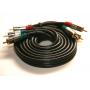 Component 6ft Black Cable Triple RCA Shielded Metal Connectors