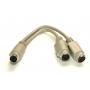 6in Mini DIN 6-Pin Male Dual Female Y-Splitter Cable PS2 Beige MiniDin6