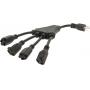 16 AWG 1-to-4 Power Cord Splitter NEMA 5-15P 4 NEMA 5-15R Black 1FT