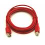 USB 2.0 Cable Red A to B 10FT